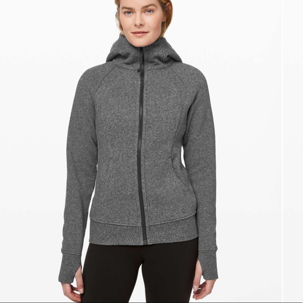 Lululemon Scuba Hoodie Light Cotton Fleece Heathered Speckled Black Size 2